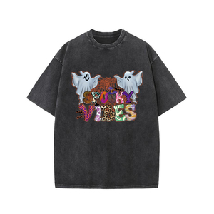Halloween <span class=keywords><strong>Element</strong></span> DTF impreso hombres camisetas de manga corta creativa nueva letra dibujos animados impreso Unisex cuello redondo gota debería <span class=keywords><strong>camiseta</strong></span> - Product Image 2