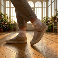 Chaussures plates Mary Jane personnalisées style Balletcore pour femmes, avec sangle élastique en satin multi-matériaux, respirantes, soutien de la voûte plantaire, semelle/talon personnalisés OEM