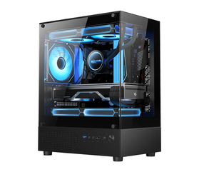 Nuevo diseño <span class=keywords><strong>Mini</strong></span>-<span class=keywords><strong>ITX</strong></span> 2017 Mid Tower Gaming <span class=keywords><strong>PC</strong></span> Case Vidrio curvo y metal con ventilador Caja de computadora de vidrio templado - Product Image 3