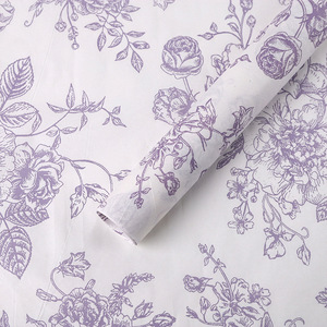 17g <b>Tissue</b> <b>paper</b> packaging <b>Color</b> printed purple floral pattern Factory ready stock Suitable for flower and clothing packaging - Product Image 1