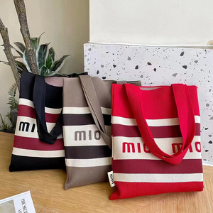 Customize Logo <strong>Panda</strong> Knitted Ladies Casual Tote Handbag Animal Jacquard With Logo Pattern Portable Handmade Jacquard for Gift - Product Image 5