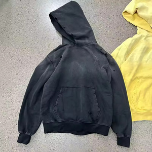 Sudadera con Capucha para Hombre, Estilo Lavado Ácido, Estampado Degradado, Diseño Desgastado, Holgada, de Algodón, Venta al Por Mayor - Product Image 6