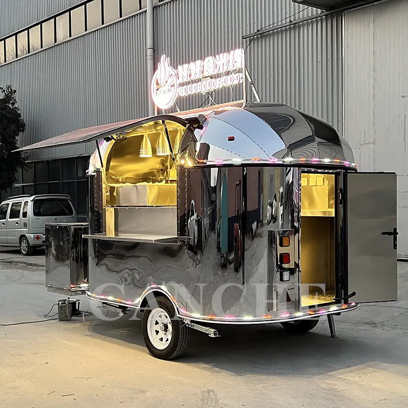 맞춤형 푸드 트럭 미국 아이스크림 트럭 푸드 카트 최고 품질 키오스크 가능 Airstream 핫도그 롤링 카트