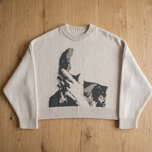 Pull en tricot à col rond pour homme, hiver, avec motif de personnage, logo sur le devant, coupe ample, manches régulières - Product Image 2