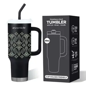Design originale personalizzato 40oz avventura Quencher Tumbler da viaggio macchina tazza da caffè con manico e paglia