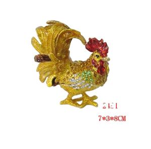 Петух металлический шарнирный шарнир шкатулка для украшений для новогодних фигур петуха подарки украшенные драгоценными камнями эмалированные индийские безделушки - Product Image 1
