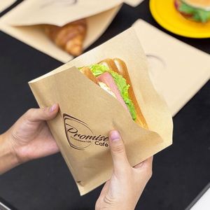 Bolsa de Papel Kraft Ecológica Personalizada para Comida Rápida con Laminación, Bolsa de Papel Impresa Resistente a la Grasa para Pizza y Hamburguesas - Product Image 1