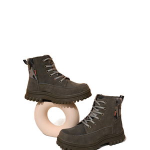 Unisex Cowhide Wool Snow Boots Mid Heel Warm Winter Outdoor Non <b>Slip</b> Solid Color - Product Image 2