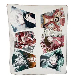 Manufacturers Customized Logo Cotton Jacquard For Patchwork Hoodie Anime Tapestry Blanket Custom