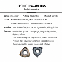 Lame hexagonale en carbure de tungstène série WNMU pour outil de fraisage – Remplacement WNMU080608EN-M – Vente en gros usine