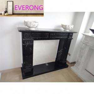 Handgemaakte natuurlijke zwarte marmeren schouwomlijsting, traditioneel klassiek ontwerp voor huis- en villadecoratie - Product Image 5