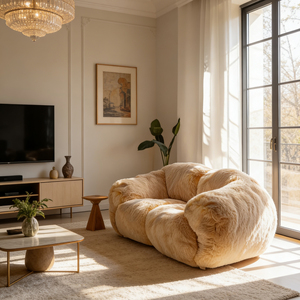 Divano Cloud Virale su Internet, Estetica Crema, per <span class=keywords><strong>Soggiorno</strong></span> e Camera da Letto, Piccolo Divano a Due Posti in Peluche Avvolgente - Product Image 3