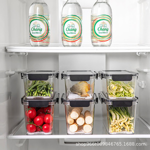 Refrigerator <b>Storage</b> Box Rectangle Stackable Clip On Lid Food Grade For Scallions Garlic Ginger Noodles Preservation - Product Image 3