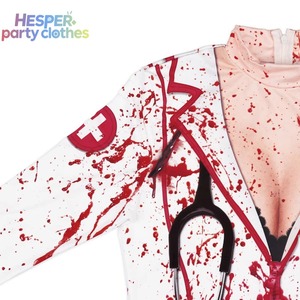 Costume d'infirmière zombie sexy HESPER pour Halloween, robe gothique victorienne à col rond, coupe ajustée, manches longues, pour cosplay adulte - Product Image 3