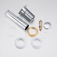 Desagüe de Lavabo Tamaño Norteamérica, Totalmente en Latón Cromado, Tapón Pequeño, Sistema Click Clack con Rebosadero