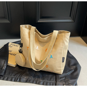 Sac de voyage personnalisé Offre Spéciale Ins sac fourre-tout d'épicerie en toile à la mode avec sangle unique sac à provisions en coton de style coréen de haute qualité - Product Image 3