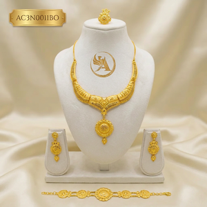 Ensemble de colliers à breloques plaqués or vintage de qualité supérieure pour femmes, bijoux de mariage et de fête nigériens - Product Image 1