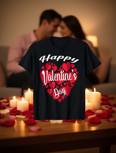 Magliette abbinate per coppie per San Valentino, con cuori rossi, morbide e traspiranti, regalo per lui e per lei, per anniversario o San Valentino - Product Image 2