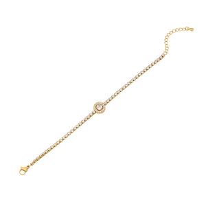 Bracelet tennis romantique en acier inoxydable plaqué zircon pour femme YWJW, design cœur, bijou cadeau B528 - Product Image 2