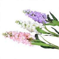 Bunga Sutra Violet & Larkspur Putih Buatan 80cm Modern untuk Dekorasi Hotel, Ruang Tamu, Kamar Tidur & Pernikahan