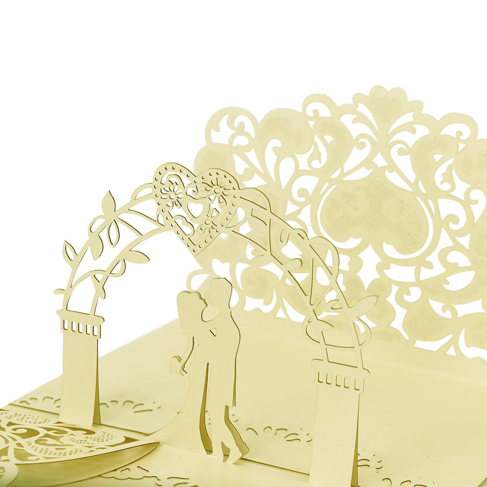 Роскошные Пользовательские лазерная резка с конверт 3d pop up свадебные iinvitation открытка ручной работы