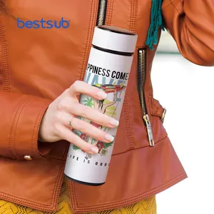 Commercio all'ingrosso bianco personalizzato 16oz 450ml sublimazione astuta in acciaio inossidabile tappo <span class=keywords><strong>di</strong></span> bottiglia con Display della temperatura - Product Image 2