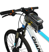 Bolsa para cuadro de bicicleta de gran capacidad, informal, impermeable, con cremallera, funda portátil para pantalla táctil, para tubo superior, barra transversal, bicicletas de carretera y montaña, 6 pulgadas