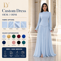 Robe de soirée modeste à col montant et manches longues pour femme musulmane, vente en gros