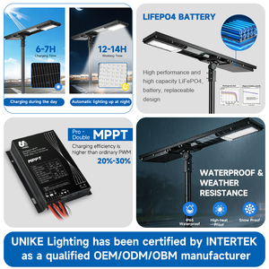 Nouvelle Arrivée Lampe Solaire LED Intégrée Tout-en-un pour Extérieur, Étanche IP65, pour Cour et Route, 100W 150W 200W, en Aluminium et <span class=keywords><strong>PC</strong></span> - Product Image 3