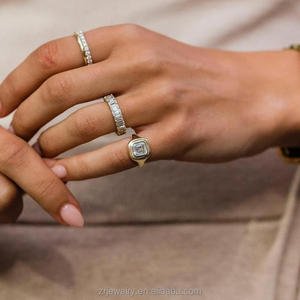 Классическое кольцо-солитер с муассанитом Assecher, из серебра 925 пробы с золотым покрытием, кольцо-сигнет с муассанитом для женщин - Product Image 5