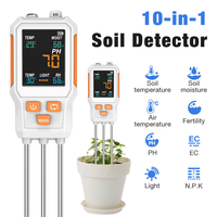 Testeur de sol 10 en 1, pH-mètre, capteur d'humidité de l'air, capteur de température, détecteur NPK, réglage de la lumière