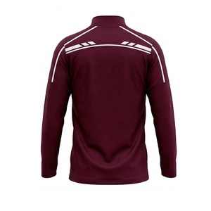 Ensemble d'entraînement de football personnalisé bordeaux et blanc à motif géométrique, demi-zip, OEM ODM - Product Image 4