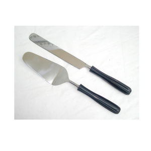 Juego de servir pasteles de primera calidad con mango negro (cuchillo y espátula) a precio mayorista - Product Image 2