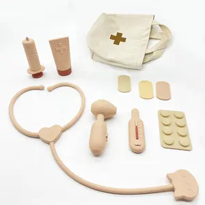 New Patent Design 10-piece Role play Silicone Doctor Set, CPC Approval Silicone Doctor Toy, Kids Silicone Doctor Kit BPA Free