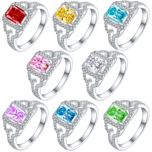 Bague en Argent 925 avec Zirconium à Haute Teneur en Carbone, Coupe Flamme Fleur de Glace, Pierre CZ Éblouissante, Bande de Luxe Tendance - Product Image 2