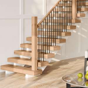 <span class=keywords><strong>Escalera</strong></span> <span class=keywords><strong>Interior</strong></span> Popular DB de Viga Única Recta con Peldaños Abiertos de <span class=keywords><strong>Madera</strong></span> Maciza <span class=keywords><strong>y</strong></span> Barandillas de Vidrio/Acero Inoxidable - Product Image 4