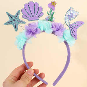 Diadema de Princesa <span class=keywords><strong>Sirena</strong></span> con Flores Moradas para Niñas, Diadema Brillante para Fiestas de Cumpleaños, Accesorios de Regalo de <span class=keywords><strong>Sirena</strong></span> - Product Image 5
