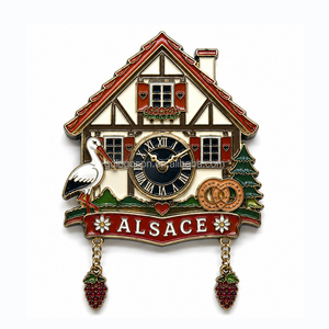 Aimant de réfrigérateur en métal émaillé, souvenir de l'<span class=keywords><strong>Alsace</strong></span>, France, de qualité supérieure, motif chalet et horloge coucou, cadeau touristique - Product Image 3