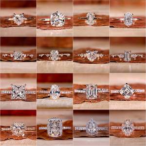 Anillos de compromiso de oro sólido para mujer al por mayor 10K 14K 18K VVS Moissanite corte ovalado - Product Image 3