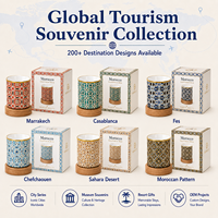 Tasses en céramique marocaines vintage, style marocain, pour café, petites tasses à vin sans anse avec sous-verre, OEM ODM personnalisé