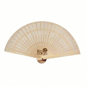 Abanico de Papel de Bambú Blanco de 21 cm Pintado a Mano con Borla para Recuerdos de Boda y Promociones - Product Image 6