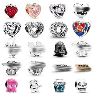 Colgantes y dijes de joyería de moda con diseño de dibujos animados, hechos a mano, con cuentas de fresa, ratón, circonita, DIY, regalo para niños y mujeres, Plata 925, estilo Punk - Product Image 1