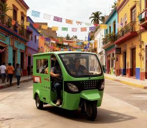 Triciclos Eléctricos de Carrocería Abierta con Colores Personalizables, Neumáticos Todoterreno 4.0-10, <span class=keywords><strong>Techos</strong></span> de Lona, Cortinas Impermeables, 6 Pasajeros, Carga Útil de 600 kg - Product Image 1