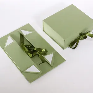 Free Sample Custom Logo Design Foldable Magnetic Luxury Packaging Gift Box With Ribbon Bow