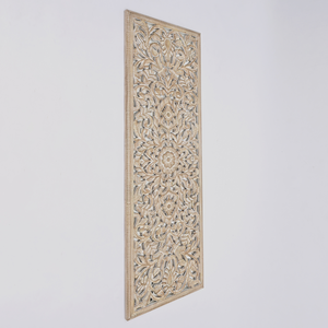 Décoration murale rectangulaire moderne en mandala floral, accent en bois sculpté à la main avec motif abstrait, travail de miroir, 24X71 pouces pour le salon - Product Image 3