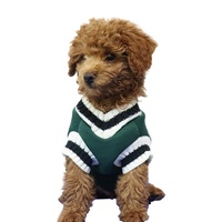 Pull en molleton tricoté toutes saisons, col en V, style preppy 01, vêtements pour chiens et chats, fournitures pour Teddy et Pomeranian, vente en gros d'usine