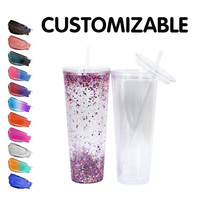 Bouteille isotherme en plastique double paroi de 24 oz avec paille, design transparent type Mason, couvercles colorés, bouchon intérieur, isolation thermique