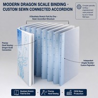 Livre d'art personnalisé à reliure accordéon, imprimé offset, avec couverture rigide en papier spécial et étui de protection, motif écailles de dragon