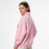 Sudadera de cuello alto para mujer, cálida, deportiva, de invierno, personalizada con bordado, de manga larga, extragrande y gruesa.