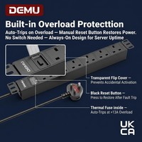 PDU industriel 1U pour montage en rack, 6 prises de type E françaises, disjoncteur 1P, alliage d'aluminium